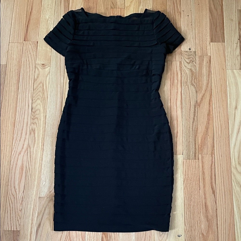 Adrianna Papell Mini Dress Womens 6 Petite Black Bodycon Bandage Cocktail